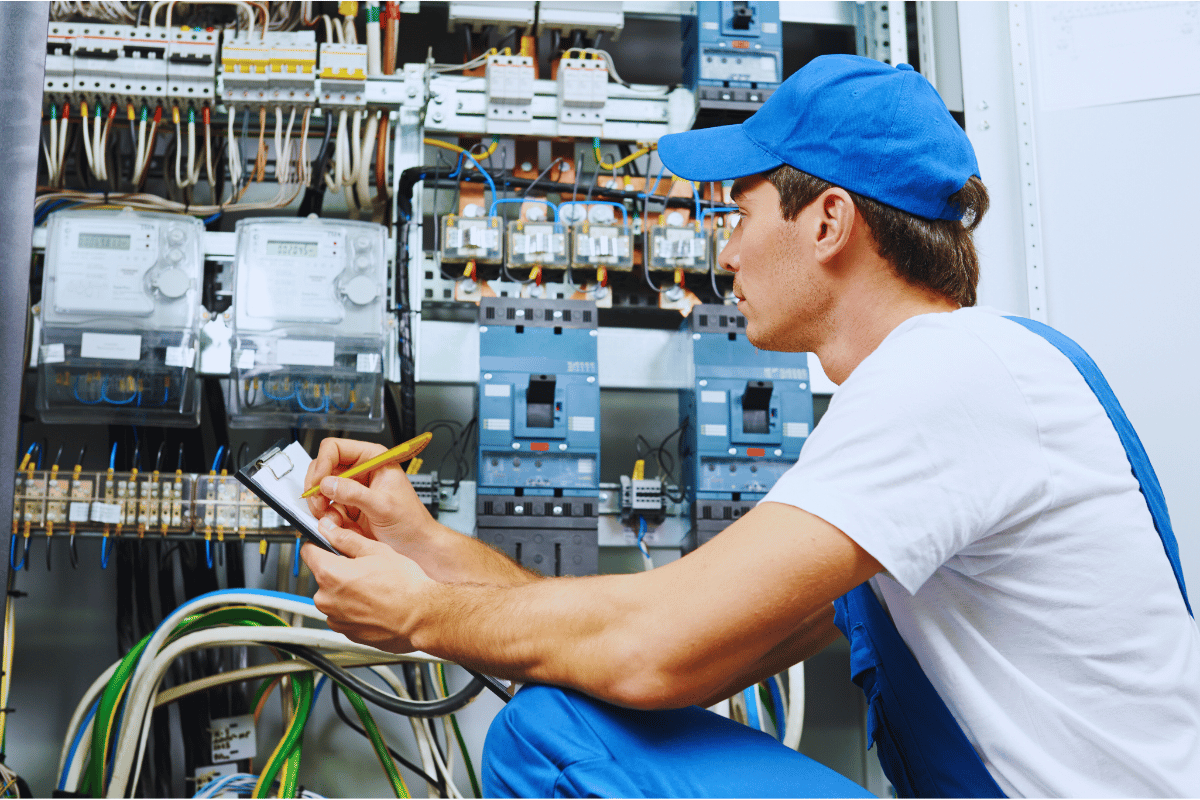electrician performing and inspection